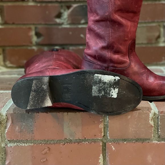 Frye Boots - Bordeaux Red Leather Extended Calf - Picture 13 of 16